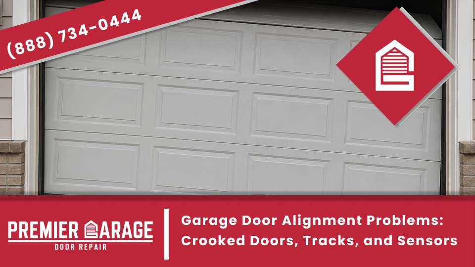 Garage door alignment service correcting track alignment, a crooked garage door, and realignment near you.